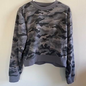 Black and Gray Camo cropped crew neck